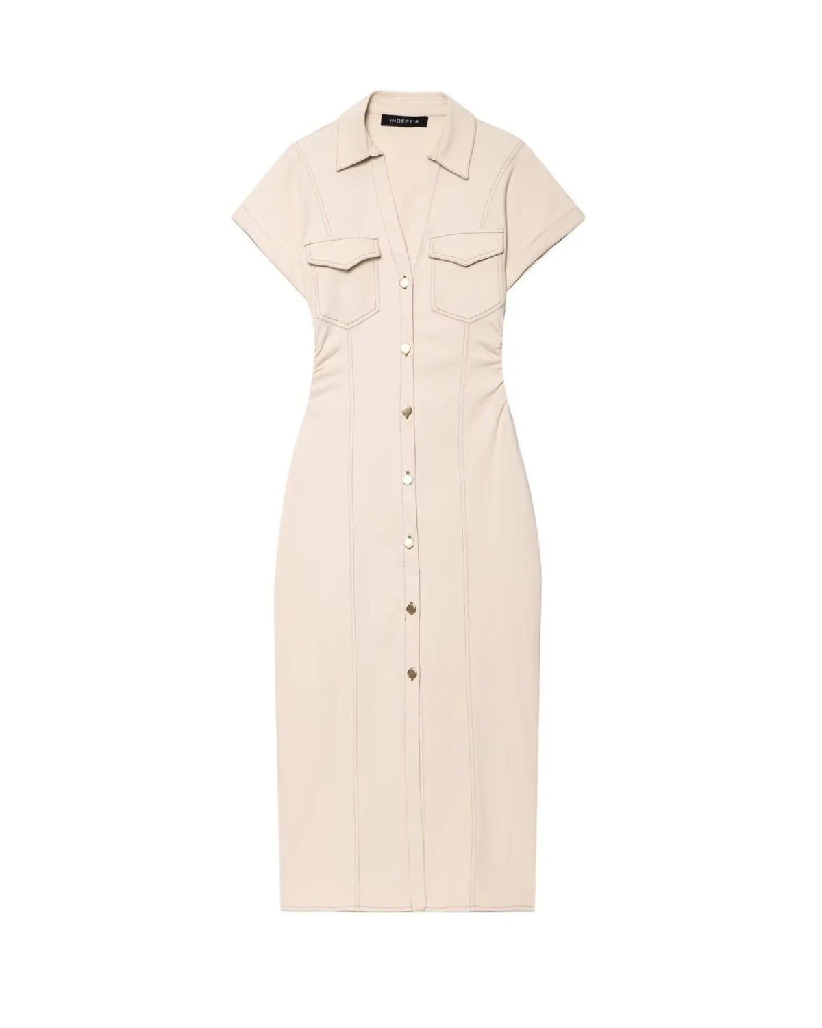 Cyflymder  Elegant retro slim denim dress women's V-neck short-sleeved waist dress summer fashion high street straight dress
