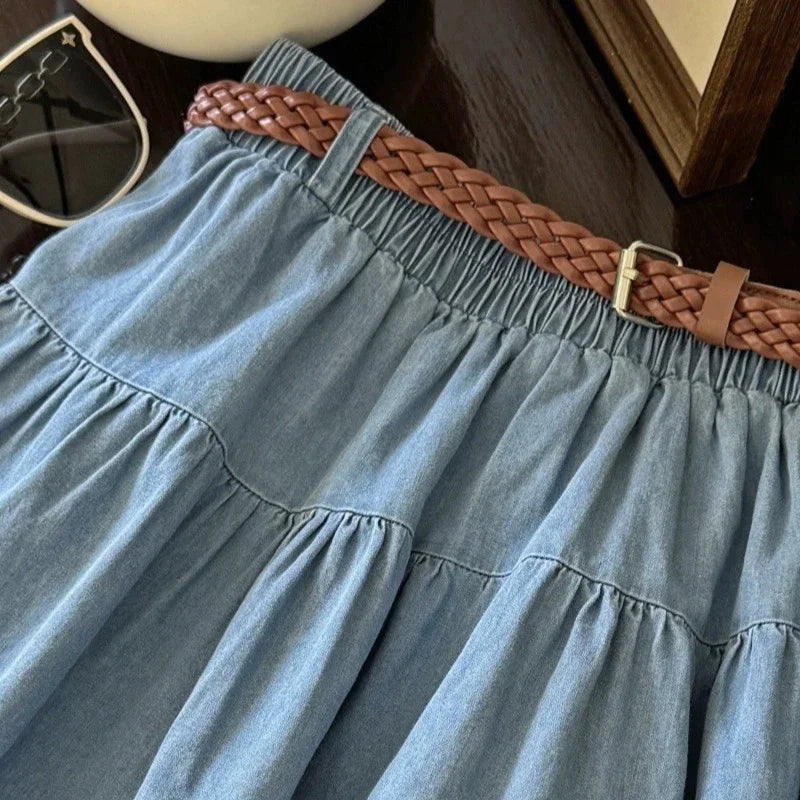 Cyflymder  Denim Skirt Women Vintage Streetwear Korean Fashion High Waist Skirt Harajuku Casual Mini Skirt 2025 Summer New