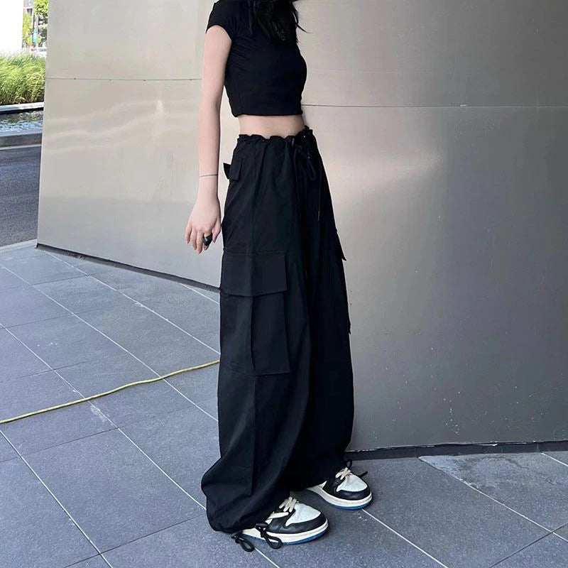 Cyflymder  Y2K Cargo Pants Women Oversized Wide Leg Sweatpants Streetwear High Waist Baggy Joggers Harajuku Hip Hop Casual Sports Trousers