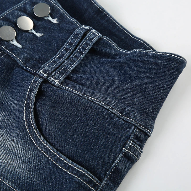 Cyflymder  Retro Low-waist Breasted Button Denim Shorts Y2k Slim Jean Hot Pants Summer Women 2000s Grunge Kpop Japanese Gyaru 2025