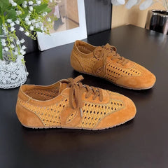 Cyflymder  Summer New Women's Soft Leather Breathable Sports Shoes Versatile Retro Style Casual EVA Insole Rubber Bottom Sneakers