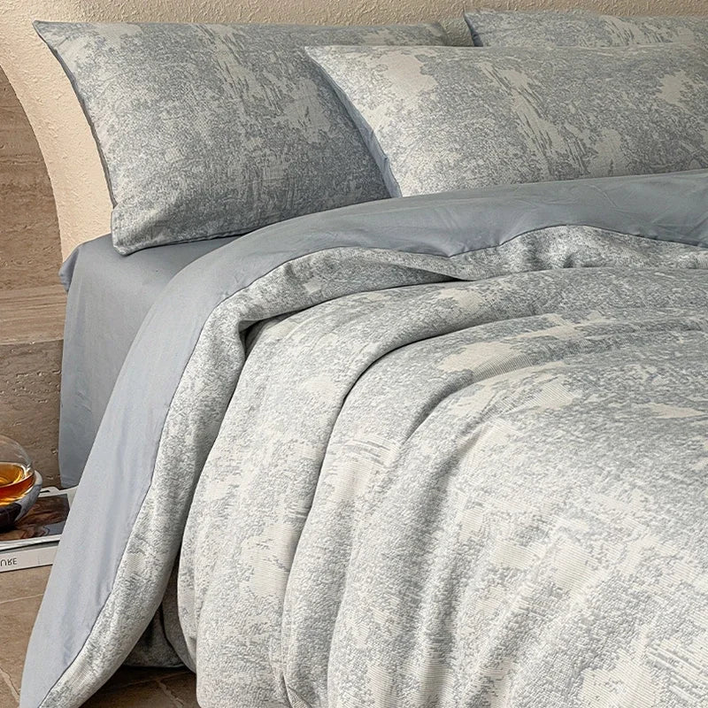 Cyflymder  Light Luxury Soft Thick 100% Cotton Flat Sheet Sets Satin Jacquard Silky Bedding Set for Seasons Single Double Bed Comfort Set