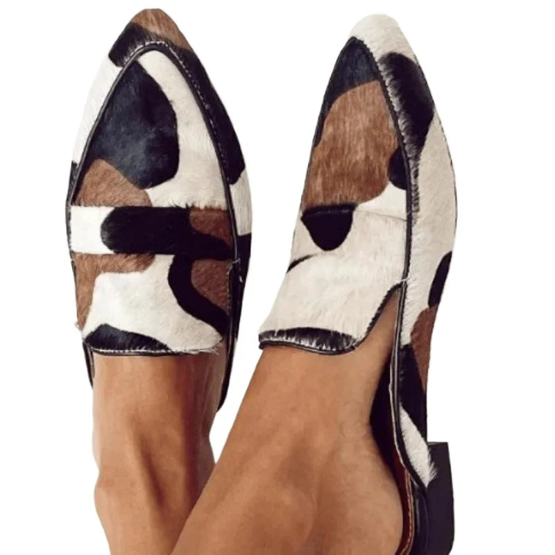 Cyflymder  British Style Spring and Autumn New Product Fashionable Pointed-toe 34-43 Shallow-toe Cow-patterned Casual Women's Shoes