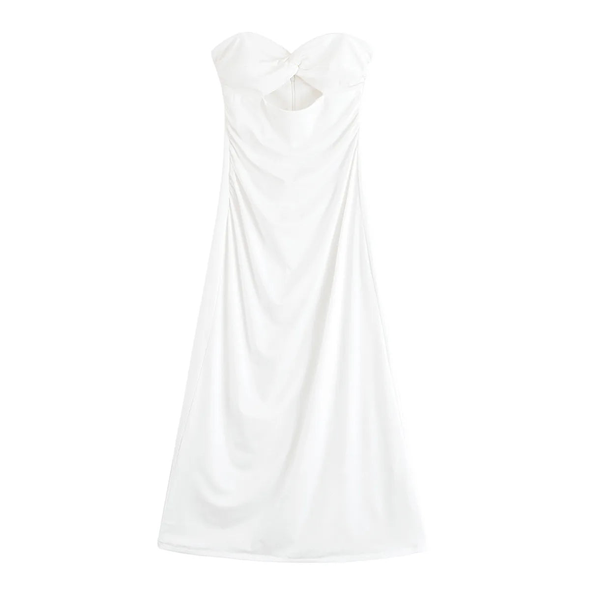 Cyflymder  Summer Sexy Party Tube Midi Dress for Women Sleeveless Backless Strapless Pleated Vintage Dress with Back Zipper
