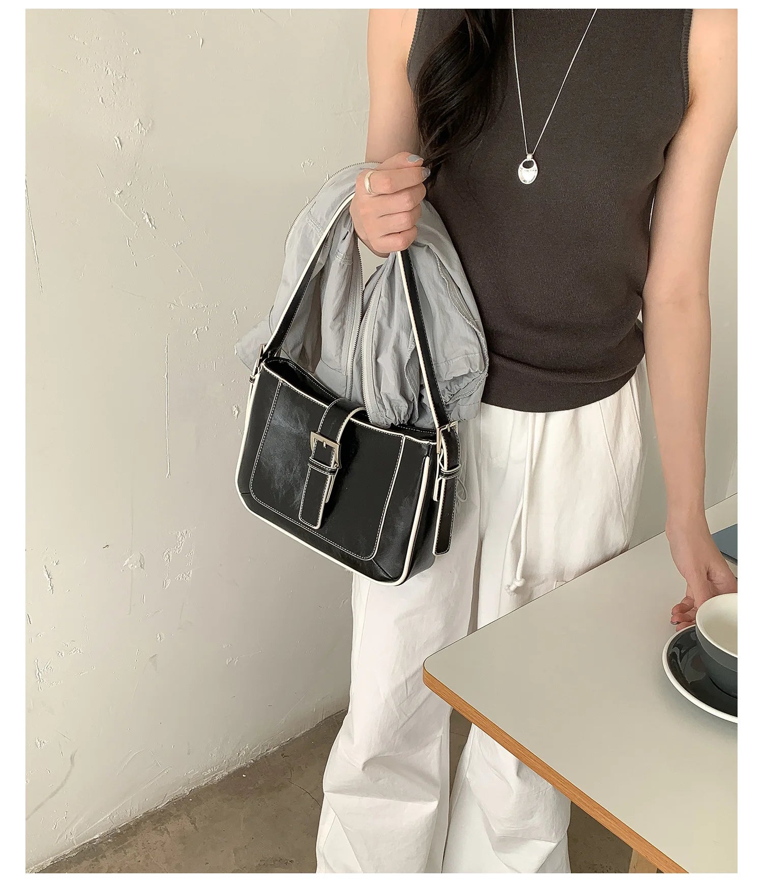 Cyflymder  Trendy Fashion Simple Vintage Mini Square Bags Korean Office Lady All Match Underarm Bag Women Y2k Aesthetic Shoulder Handbags