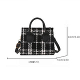 Cyflymder Women Mini Handbag Ladies Pouch Fashion Check Pattern Shoulder Bag Crossbody Messanger Bag Lightweight Simple Elegant Tote Bag