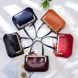 Cyflymder Small Coin Purse for Women Genuine Cow Leather Ladies Vintage Shoulder Bag Large Capacity Handbag Clutch Wallet for Shopping