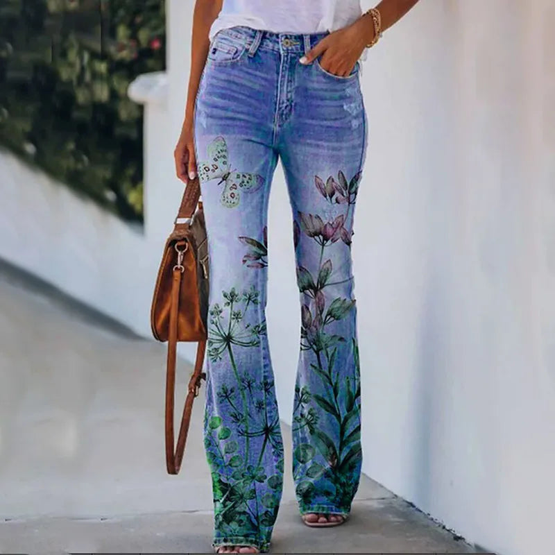 Cyflymder  New Arrival European American Plus Size Women Casual Pants Floral Print Thin Long Trousers Fashion Comfortable Loose Fit Summer
