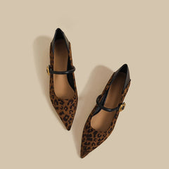 Cyflymder  Street Style Leopard Women Mary Jane Shoes Ladies Concise Pointed Toe Pumps Spring Autumn Women's Commuting Shoes
