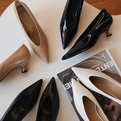 Cyflymder  Designer Patent Leather Pointed Toe Women Pumps Shoes Fashion Shallow Slip  Spring Autumn Dancing Party Low Heel Shoes