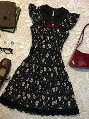 Cyflymder  Harajuku Dresses Vintage Women's Dress Kawaii Y2k Summer Floral Print Slim Sexy Short Sleeve 90s Hot Girl Fashion Elegant Shoujo