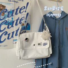 Cyflymder  Canvas Handbags Japanese School Shoulder Harajuku Solid Color Leisure Large Capacity Messenger Male Female Tote Bag Women's Bags