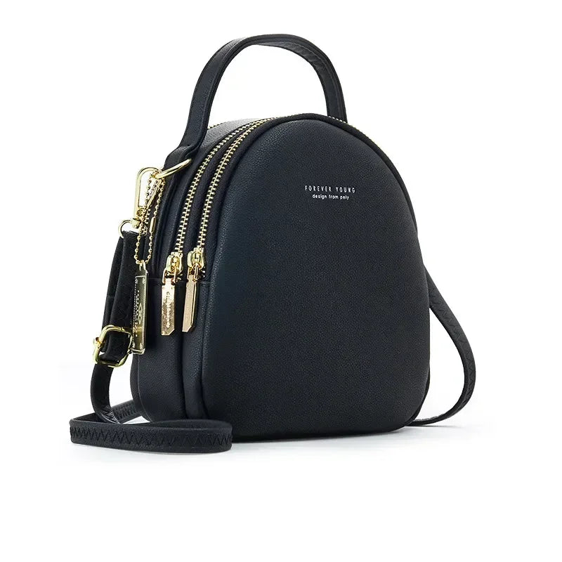 Cyflymder  Women's 3-Layer Soft Leather Backpack - Convertible Crossbody/Shoulder Bag, Compact Yet Spacious Stylish Design