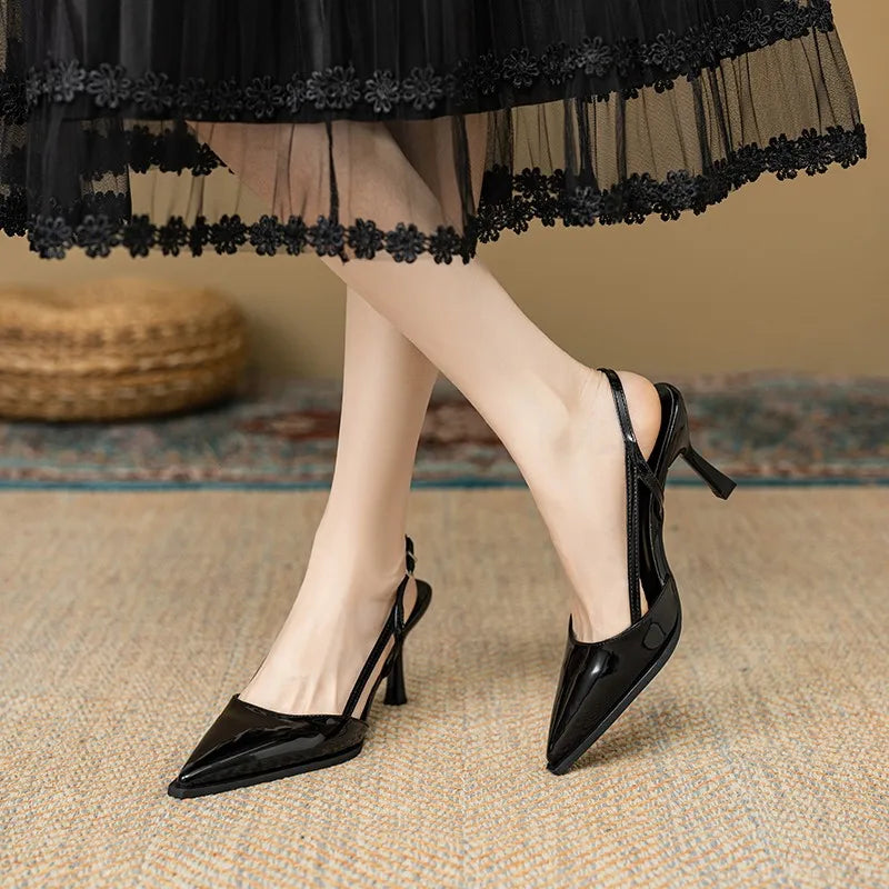 Cyflymder  High Heel Shoes Fashion Slip-on Women's  Pumps Summer Solid Office and Career Sexy Pointed Toe Heeled Sandals