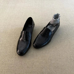 Cyflymder  Leather Shoes with Thick Heels for Spring Comfortable and Versatile  Le Fu Shoes for Women