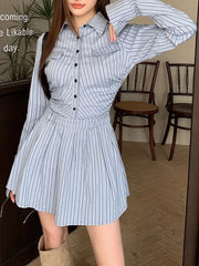 Cyflymder  Classic Striped Chicly Slim Waist Sexy Mini Dress for Women Autumn Basic Long Sleeves Office Ladies Simple Casual Female Dresses