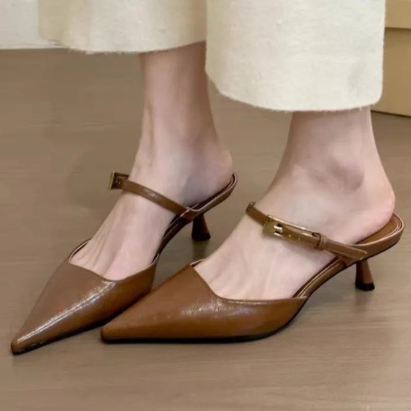 Cyflymder  summer new sexy pointed designer slippers outdoor leisure comfortable shallow mouth ladies multi-color high heels 35--42