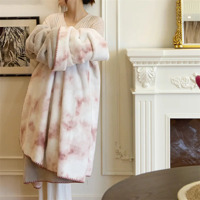 Cyflymder  Luxury Faux Mink Fur Thick Blanket High Quality Cozy Sofa Blanket for Office Nap Skin-Friendly Warm Bed Decoration for Winter