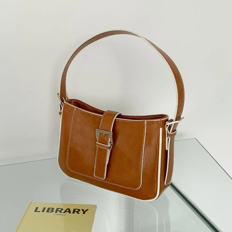 Cyflymder  Trendy Fashion Simple Vintage Mini Square Bags Korean Office Lady All Match Underarm Bag Women Y2k Aesthetic Shoulder Handbags