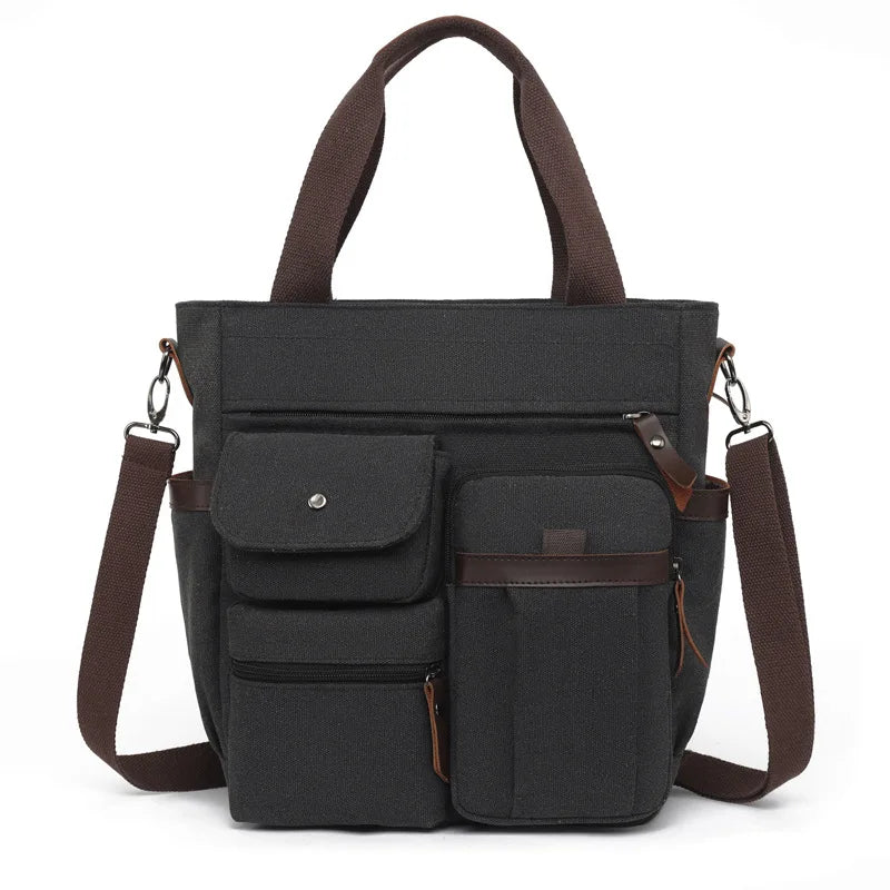 Cyflymder  Men Canvas Messenger Bag Camping Crossbody Bags Sling Shoulder Bag for Travel Work College Reto Men's School Handbags Briefcase