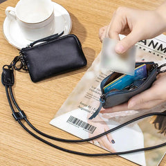 Cyflymder  Leather Coin Purse Mini Ultra-thin Small Zipper Cute Wallet Soft Cowhide Driver's License Key Bag Card Holder