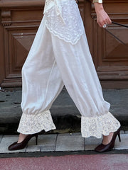Cyflymder  Fashion Aesthetic Women's Spring Summer Lantern Pants Kawaii Lace Patchwork Leg Cuff Loose Wide Leg Trousers Streetwear