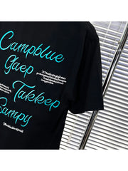 Cyflymder  Loose Fit Casual Cotton ort Sve T-irt Embroidered Lettering ex Summer Top for Men And Women under 35 Years Old