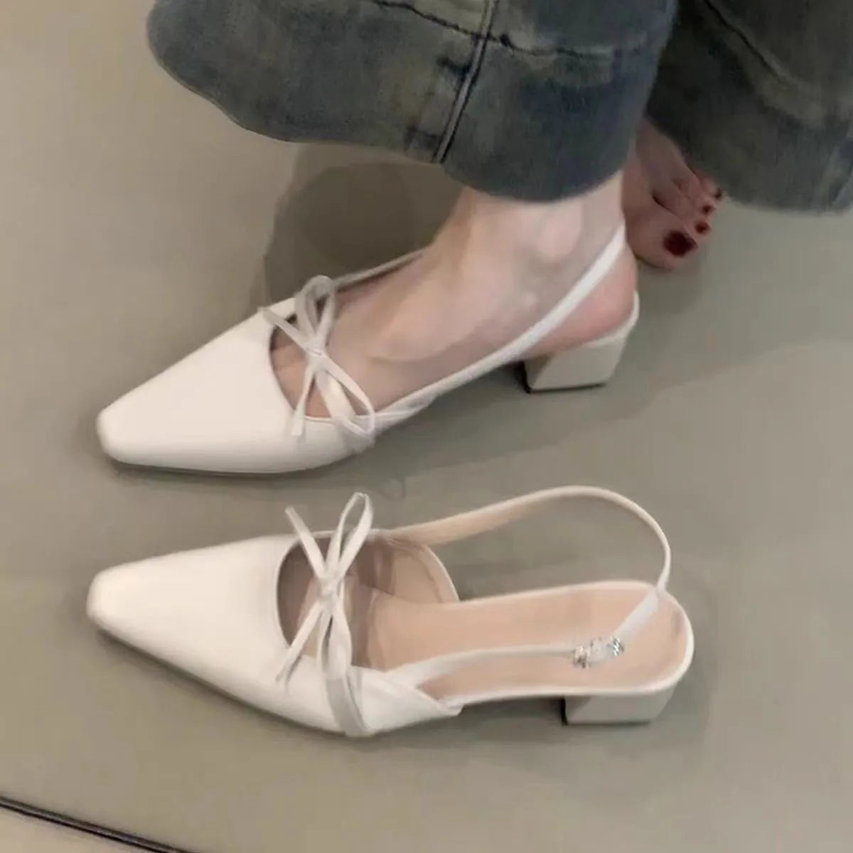 Cyflymder  Bow Strap Women's Slippers Summer New Fashion Shoes for Design Open Toe Thick Heel Outdoor Slippers Ladies Zapatillas Mujer