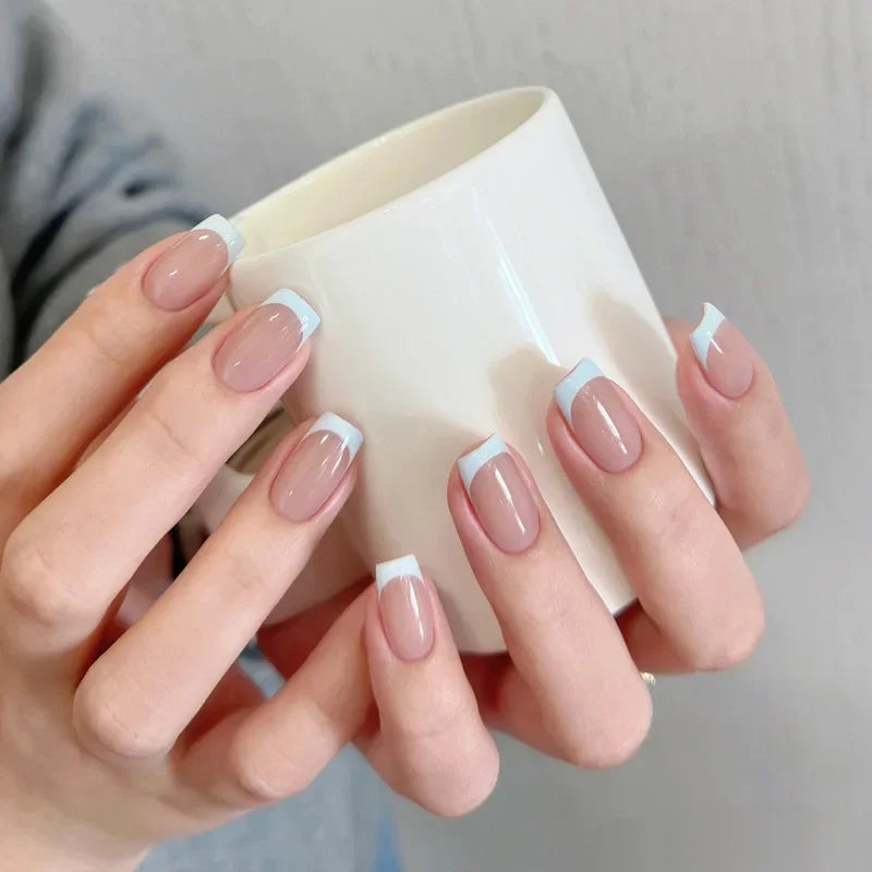 Cyflymder  24Pcs/1Box Fake Nails Art Press On False On Practice Hand For Material Formas Fingernails Fake Products Accessories Pink Design