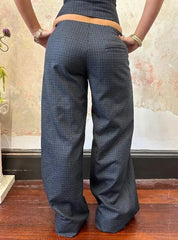 Cyflymder   Low-waist checked wide-leg pants ladies Y2K vintage hook design from 2000s vintage rock court style pants for street casual wear