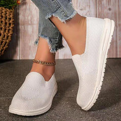 Cyflymder Women's Knitted Mesh Loafers Plus Size 43 Lightweight Soft Sole Casual Shoes Woman Autumn Non-Slip Breathable Flats Shoes