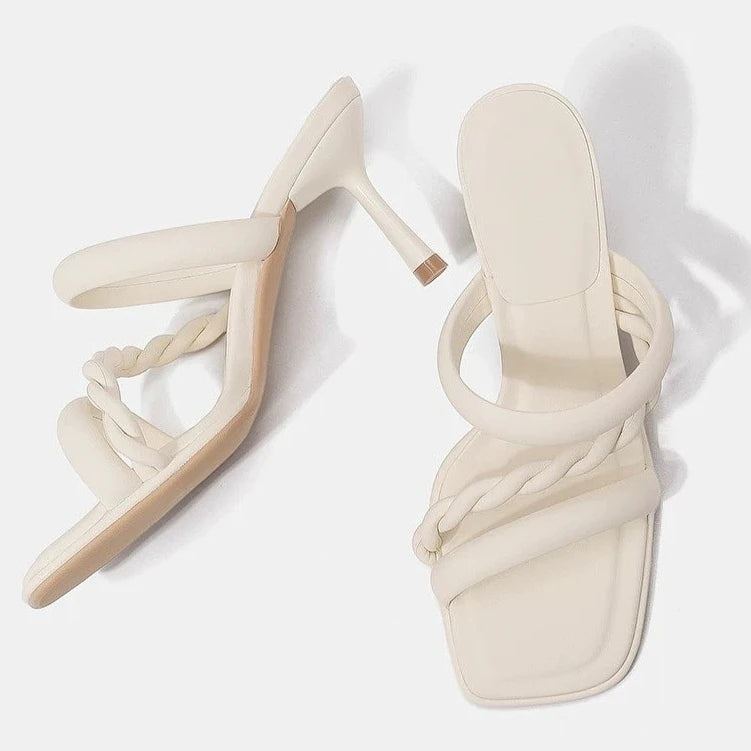 Cyflymder  Spring and Autumn Slipper Woman Casual Shoes Summer High Heels Fashion Leather High-heeled Slipper 6858