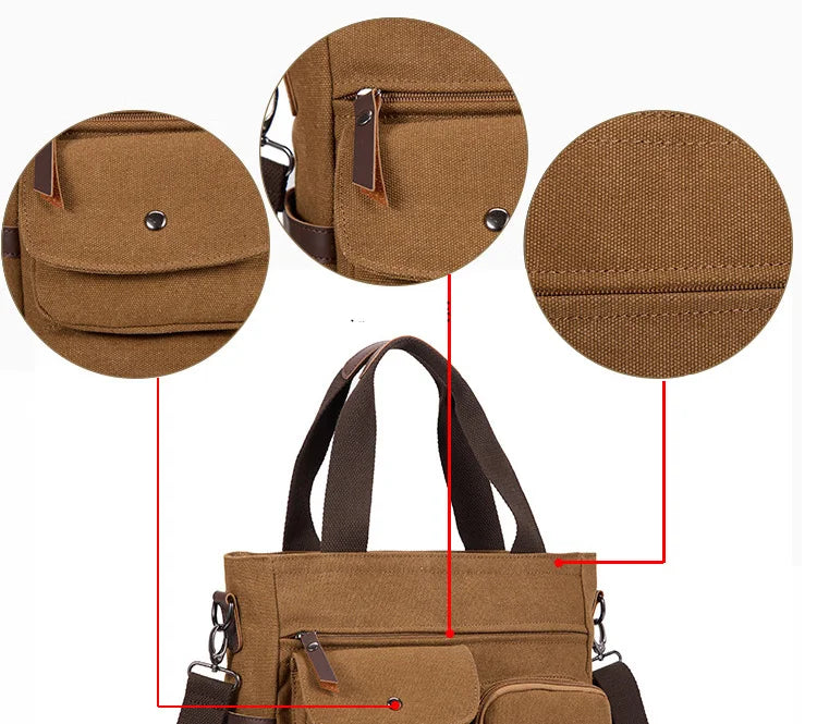 Cyflymder  Men Canvas Messenger Bag Camping Crossbody Bags Sling Shoulder Bag for Travel Work College Reto Men's School Handbags Briefcase
