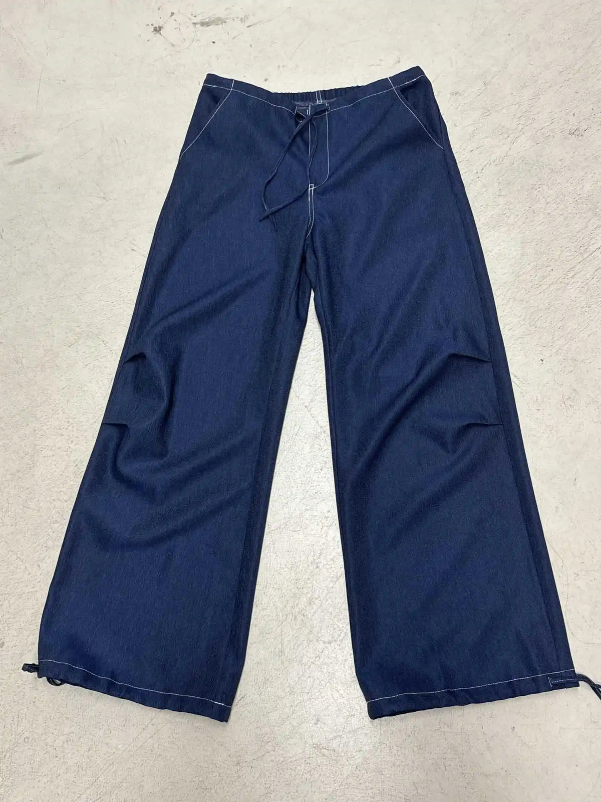 Cyflymder  Retro street style elastic waist strap straight leg low waist personality spicy girl women's loose pleated casual pants