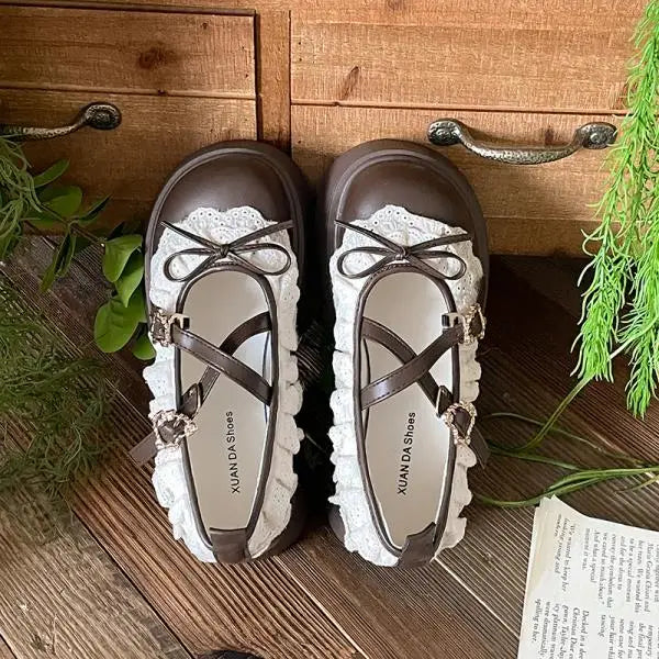 Cyflymder  Retro Woman Shoes Clogs Platform Female Footwear Oxfords Round Toe British Style All-Match Creepers Dress Leather New Summer