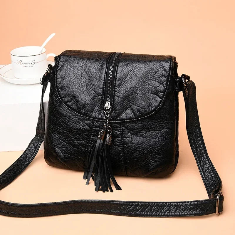 Cyflymder  Casual Women Crossbody Bags with tassel Soft PU Leather Messenger Bag Female Small Bags Multiple Pockets Versatile Large capacit