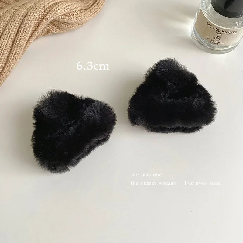 Cyflymder Plush Cat Ears Hair Clips For Women Girls Lamb Cashmere Hairpin Forehead Bangs Clip Fluffy Children New Winter Hair Accessories