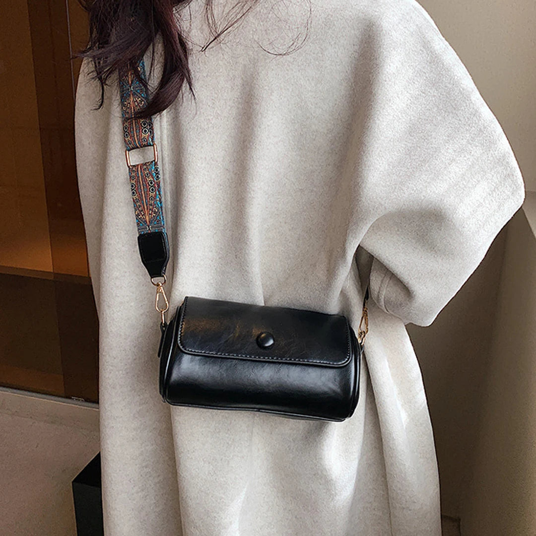 Cyflymder  floral shoulder strap cylindrical bag women's small pillow bag Bohemian style wide shoulder strap single shoulder crossbody