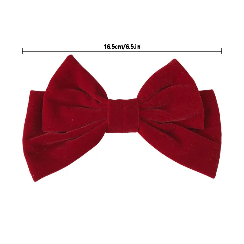 Cyflymder 1pc Red Velvet Hair Accessories Christmas Headband Wide Version Retro Sweet Pleated Large Intestine Circle BB Clip Bow Hair Clip