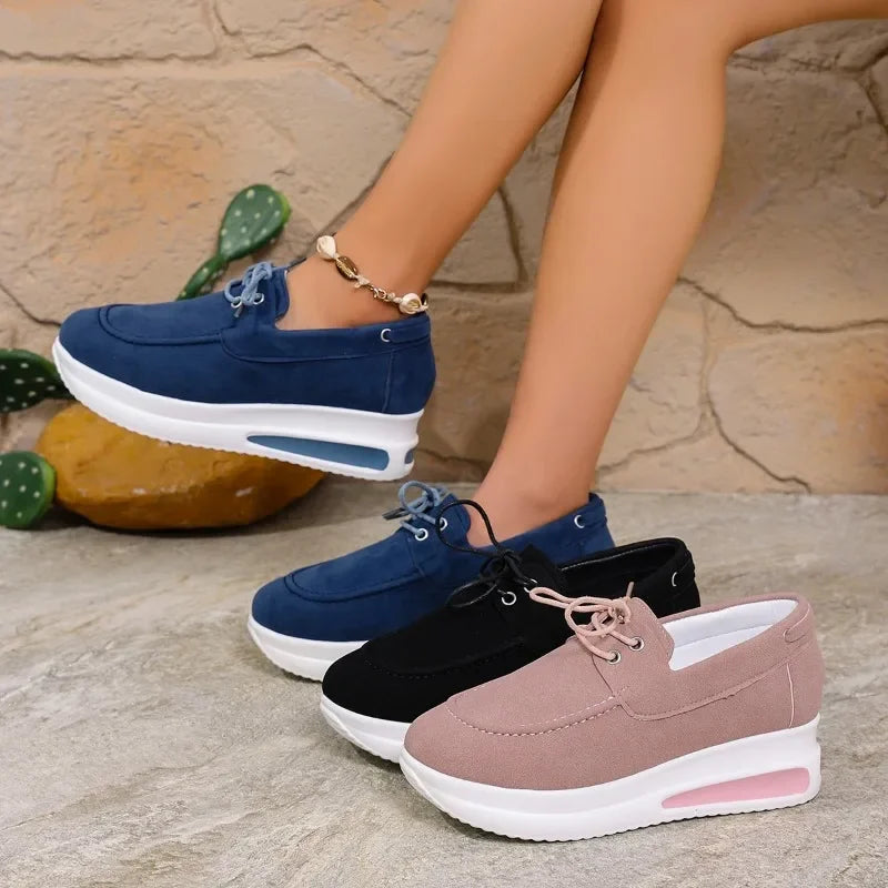 Cyflymder  Women Wedges Platform Sneakers Female Summer Lace-up Sport Shoes Women Trend Anti-slip Comfortable Casual Shoes Zapatos De Mujer