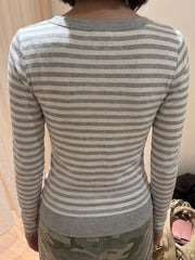 Cyflymder   Color Block Striped Bow Women Tops O Neck Long Sleeve Slim Fit Sweet Simple T-shirts Fashion Streetwear Summer Casual Tee