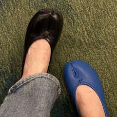 Cyflymder  Sheepskin Version Women's Ballet Flats Round Toe Color Block Casual Shoes Fashionable Pig Foot Single Shoes Low Heel Flat Bottom