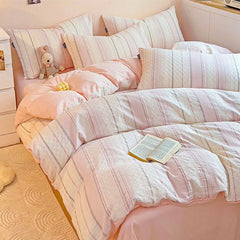 Cyflymder  Class A 60S Pure Cotton Bedding Sets Jacquard Cotton Skin Friendly Comforter Set Girl Style Duvet Cover Set for Queen King Size