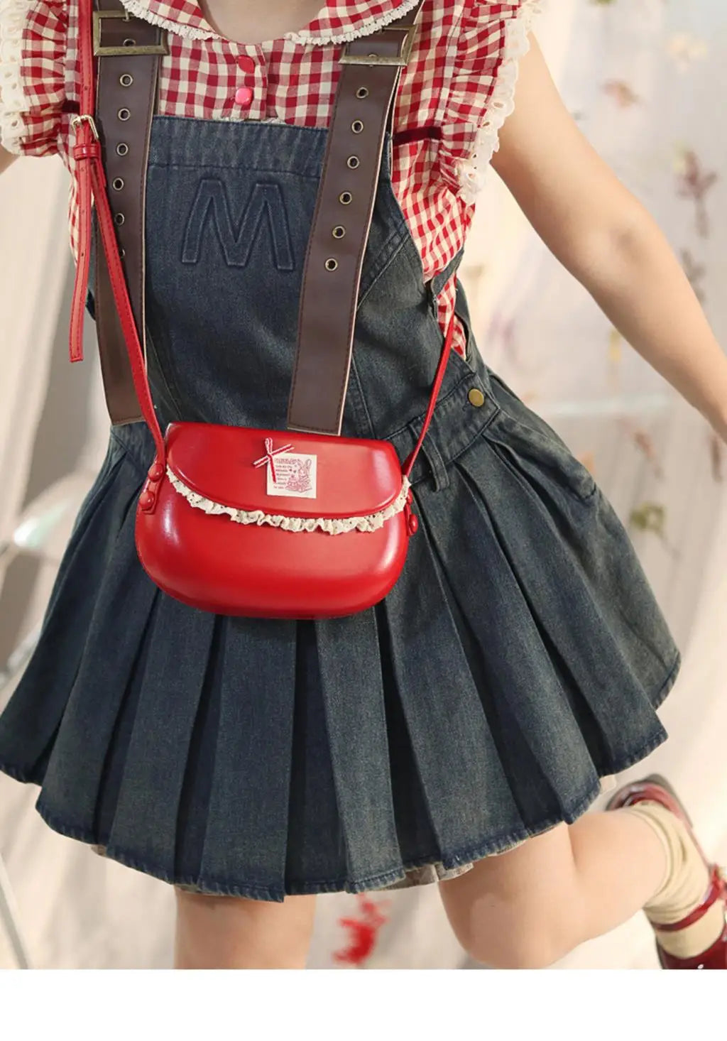Cyflymder  Harajuku Red Messenger Bag Women 2025 Sweet Cute Retro Leather Casual Crossbody Bags Ladies Fairy Core Aesthetic Mini Bag Y2k