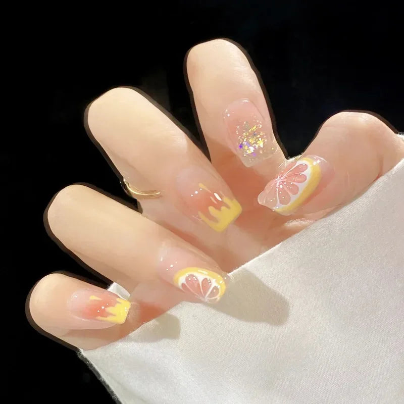Cyflymder  24Pcs/1Box Fake Nails Art Press On False On Practice Hand For Material Formas Fingernails Fake Products Accessories Pink Design