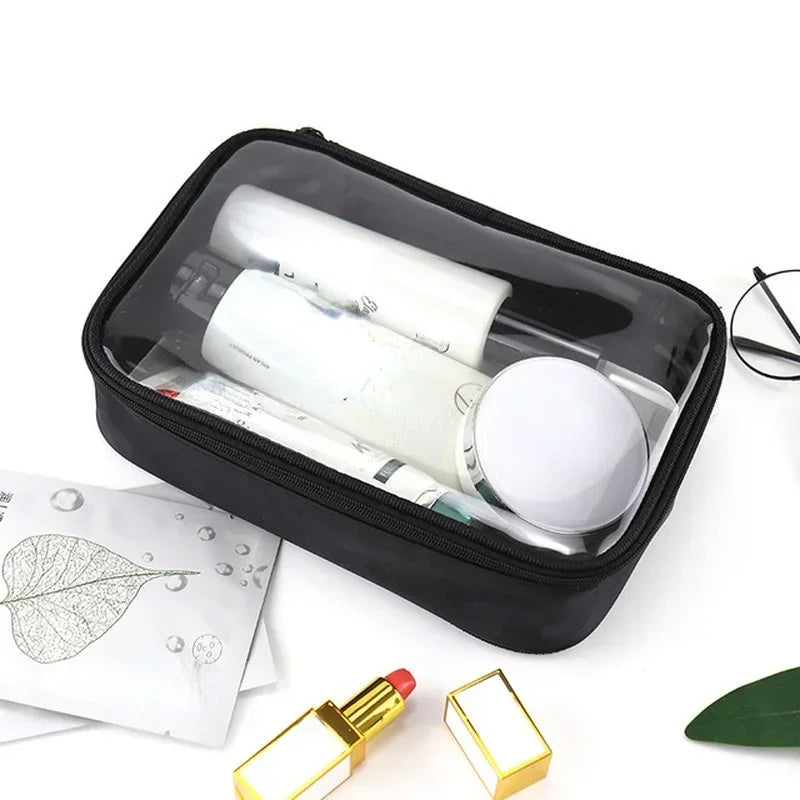 Cyflymder Waterproof Transparent Cosmetic Bag Women Make Up Case Travel Zipper Clear Makeup Beauty Wash Organizer Bath Toiletry Bags Kit