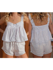 Cyflymder  Women s Boho Chic Floral Print Sleeveless Lace Trim Cami Tank Top and Shorts Set for Summer Sleepwear Loungewear