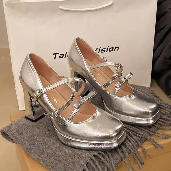 Cyflymder  Women Shoes 2025 Spring Pumps Latest Mary Jane Summer High Heels Slip On Increasing Height Shallow Mouth Sandals Ladies New Loli