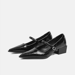 Cyflymder   New Womens Mary Jane Shoes Fashion Soft Leather Low Heels for Woman French Pointed Tip Casual Shoes Designer Shoes Zapatos Mujer