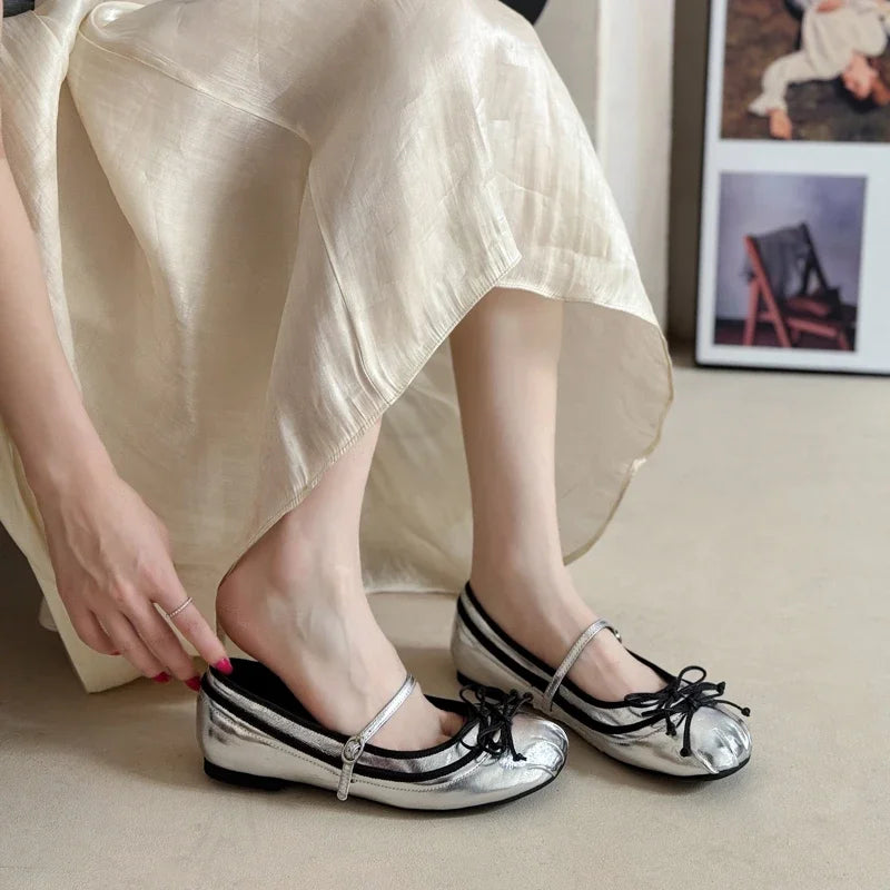 Cyflymder Bow Women Mary Jane Shoes Flats Designer Shoes Shallow Summer Fashion Loafers Shoes New Walking Comfort Soft Woman Zapatos
